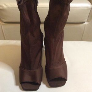 NEW - Brown Peeptoe Booties